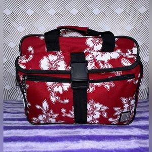 Beautiful red tote bag with hibiscus flower designs